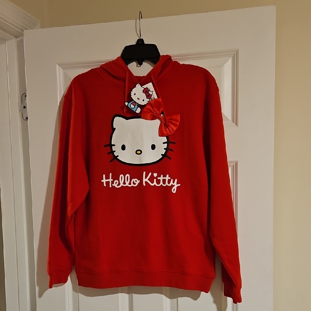 Hello Kitty Red Crewneck Hoodie with Bow Detail